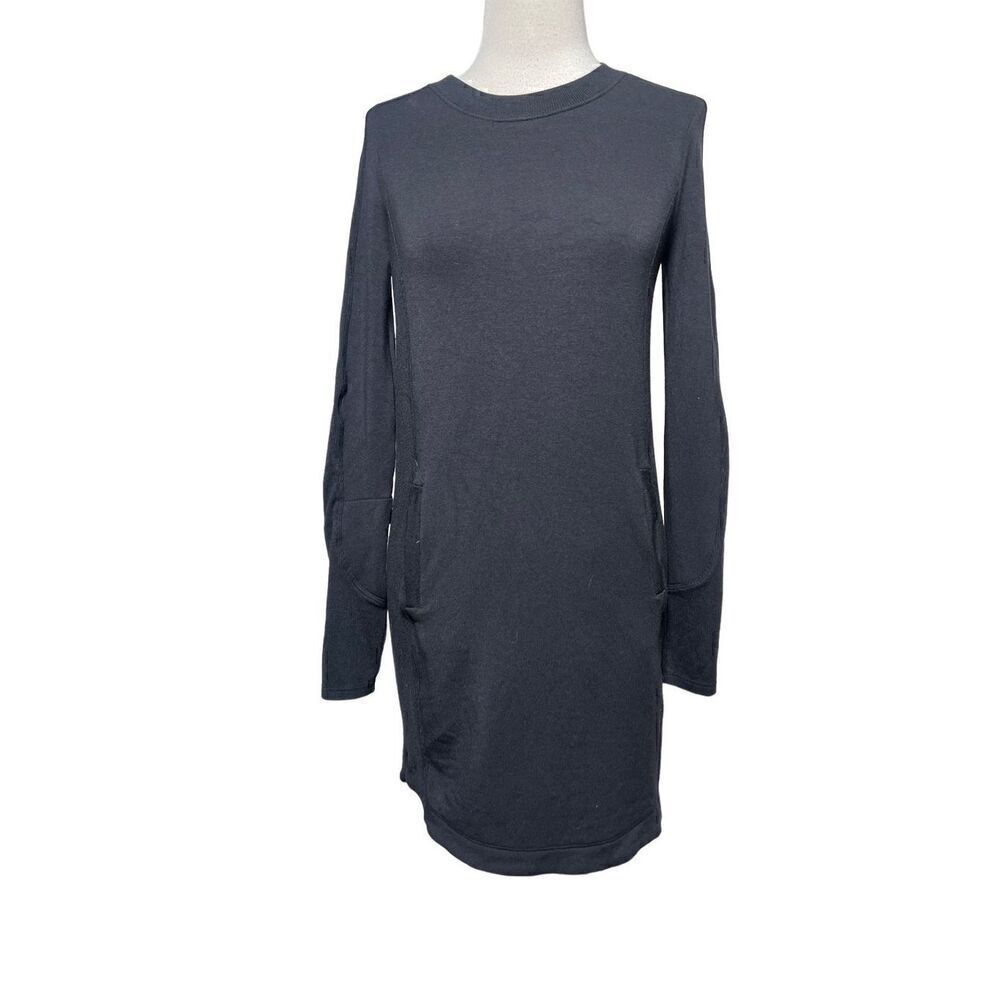 Athleta Pullover Black Long Sleeve Casual Knit Dress Size XXS